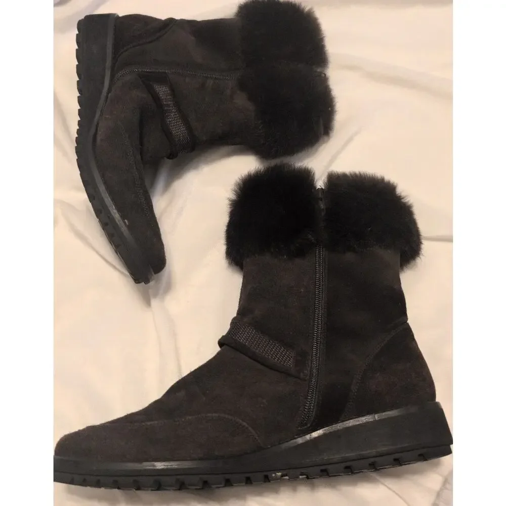 Designer Stuart Weitzman Frosty Waterproof Winter Boots Brown Size 10 EUC